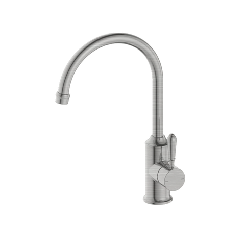 Nero York Kitchen Mixer Goosneck Spout w/ Metal Lever Brushed Nickel NR69210602BN