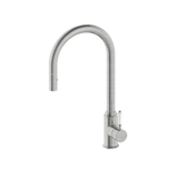 Nero York Pull Out Sink Mixer w/ Vegie Spray Function w/ White Porcelain Lever Brushed Nickel NR69210801BN