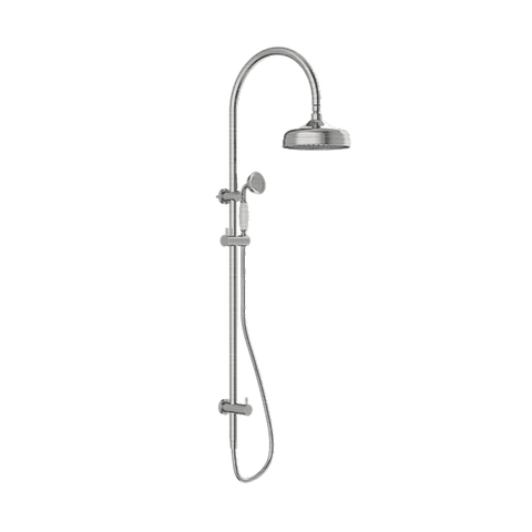 Nero York Twin Shower w/ White Porcelain Hand Shower Brushed Nickel NR69210501BN