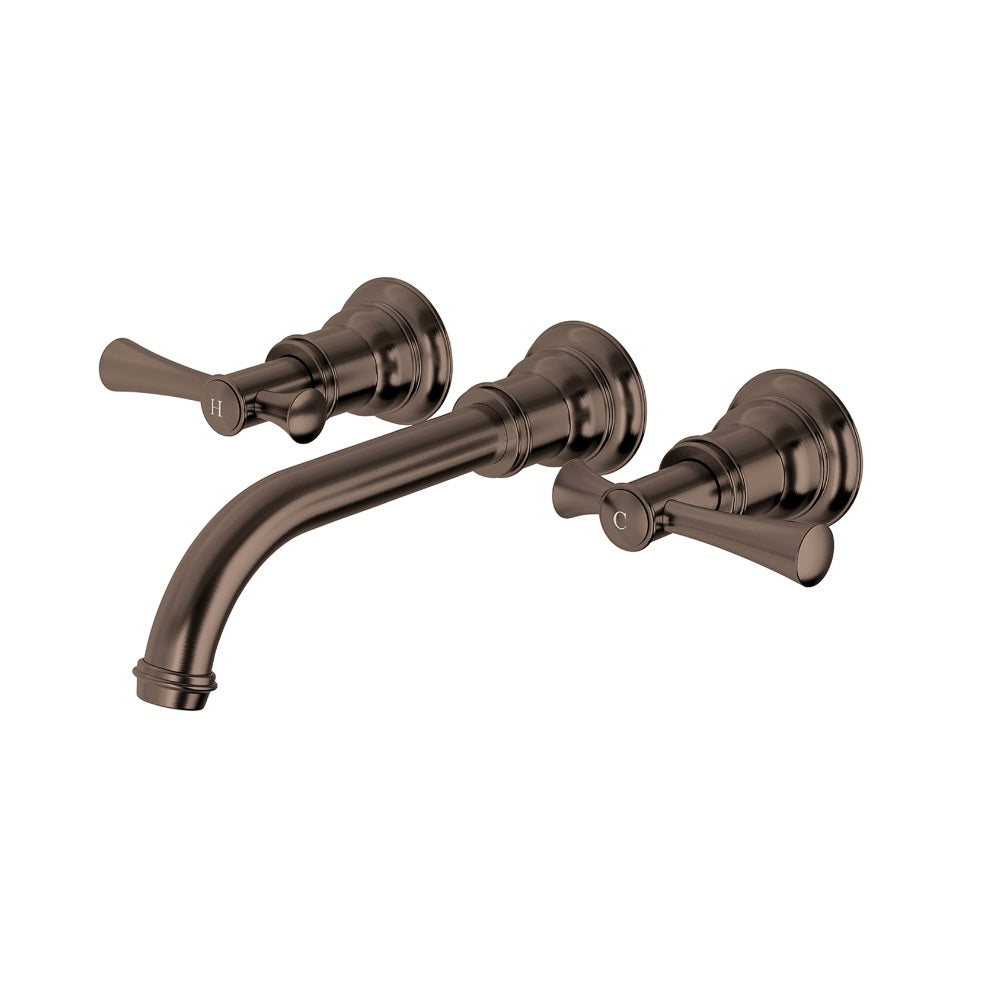 Phoenix Cromford Wall Basin / Bath Tap Set Brushed Bronze 134-1126-24-1