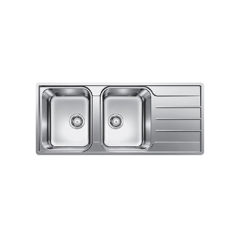 BLANCO Lemis 8 S-IF Sink Double Left Hand Bowl With Drainer 1160x500 Stainless Steel 526993 LEMIS8SLIFK5