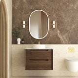Otti Byron Wall Hung Vanity 750mm Sable Walnut / Matte White Top BY750SWSTUD-MW