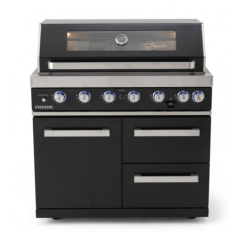 Everdure Neo BBQ Island Module w/ Cupboard & Drawers Black Steel NBLPC-21B