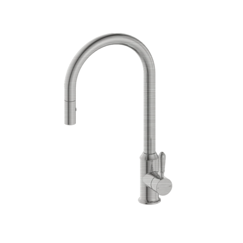 Nero York Pull Out Sink Mixer w/ Vegie Spray Function w/ Metal Lever Brushed Nickel NR69210802BN