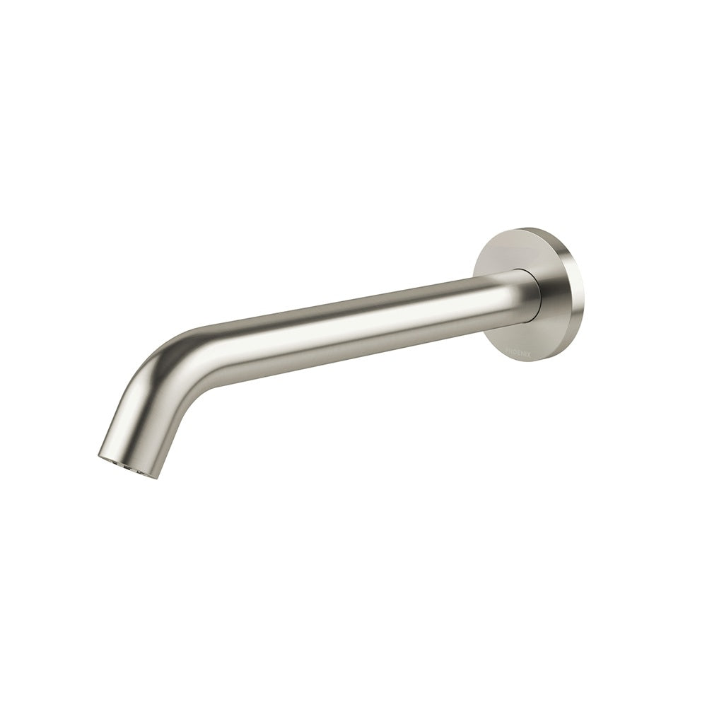 Phoenix Vivid Mkii Wall Basin / Bath Outlet 240mm Curved Brushed Nickel 146-0830-40-1