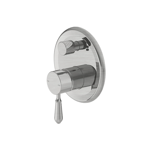 Nero York Shower Mixer w/ Diverter & Metal Lever Brushed Nickel NR692109A02BN