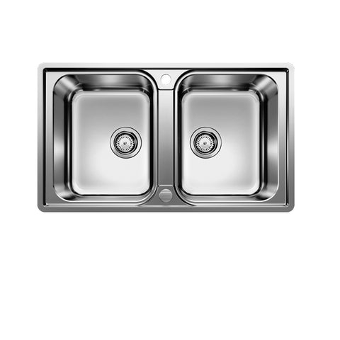BLANCO Lemis 8-IF Sink Double Bowl Flushmount 860x500mm Stainless Steel 526991 LEMIS8IFK5