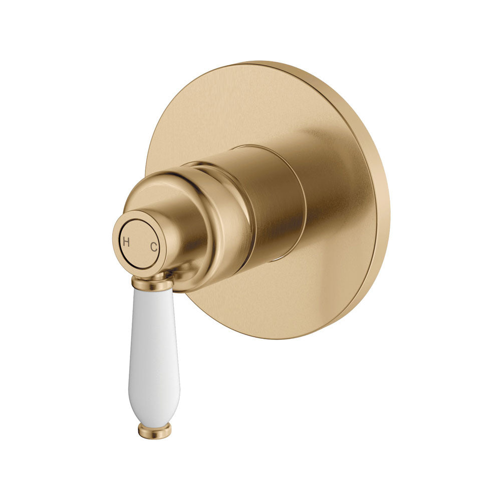 Fienza Eleanor Wall Mixer Lead Free Urban Brass White Handle 202101UB-LF