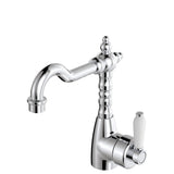 Fienza Eleanor Shepherds Crook Basin Mixer Lead Free Chrome White Handle 202103-LF