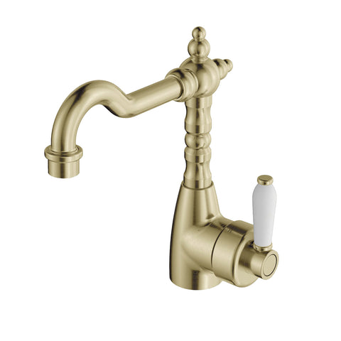Fienza Eleanor Shepherds Crook Basin Mixer Champagne 202103BB
