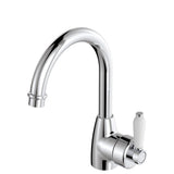 Fienza Eleanor Gooseneck Basin Mixer Lead Free White Handle Chrome 202104-LF