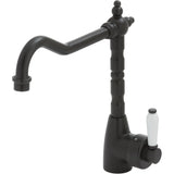 Fienza Eleanor Shepherds Crook Kitchen Sink Mixer Lead Free Matte Black w/ White Handle 202105BK-LF
