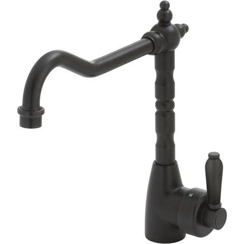Fienza Eleanor Shepherds Crook Kitchen Sink Mixer Lead Free Matte Black 202105BL-LF