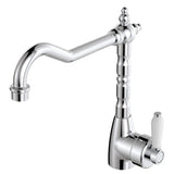 Fienza Eleanor Shepherds Crook Kitchen Sink Mixer Lead Free White Handle Chrome 202105-LF