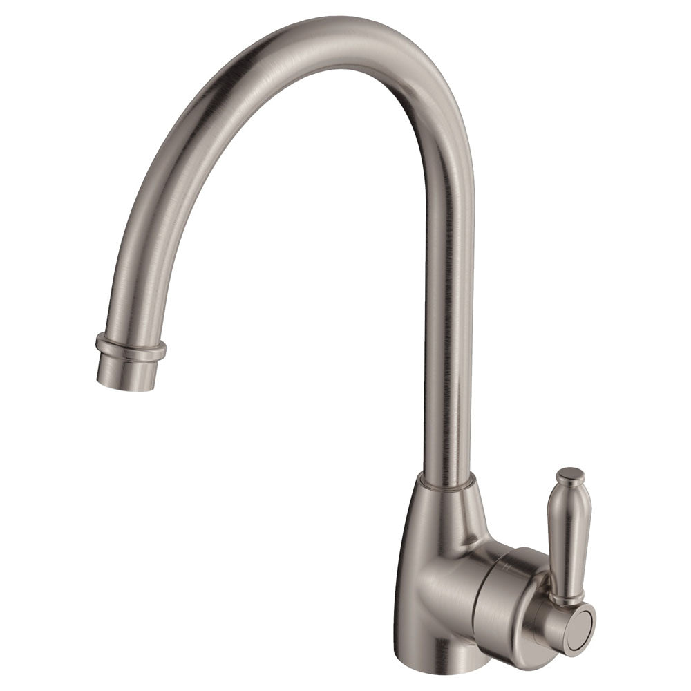 Fienza Eleanor Gooseneck Kitchen Mixer Lead Free Brushed Nickel 202109NN-LF