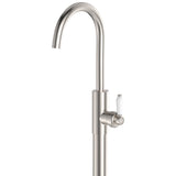 Fienza Eleanor Floor Mounted Basin/Bath Mixer White Handle Lead Free Brushed Nickel 202112BN-LF