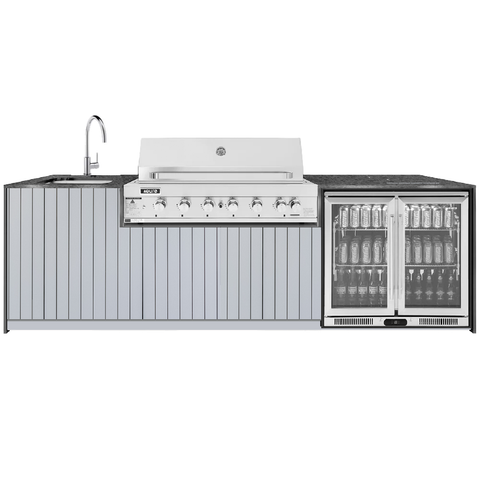 Euro Alfresco Outdoor Kitchen Eva Plus 2.9m long Hampton Cabinetry/20mm Sparkling Grey Stone Benchtop Free Assembly, Check & Measure* Evaplus25