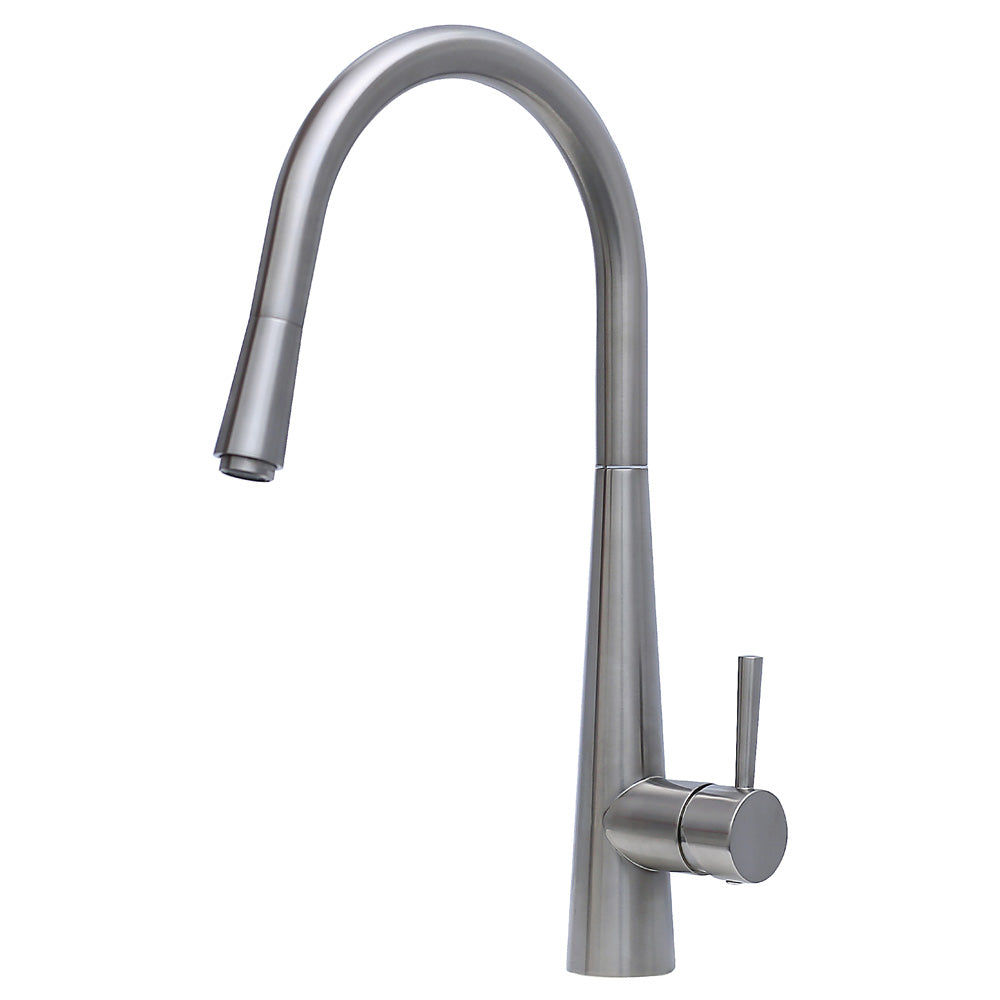 Fienza Isabella Deluxe Gooseneck Pull Out Kitchen Mixer Lead Free Brushed Nickel 213116BN-LF