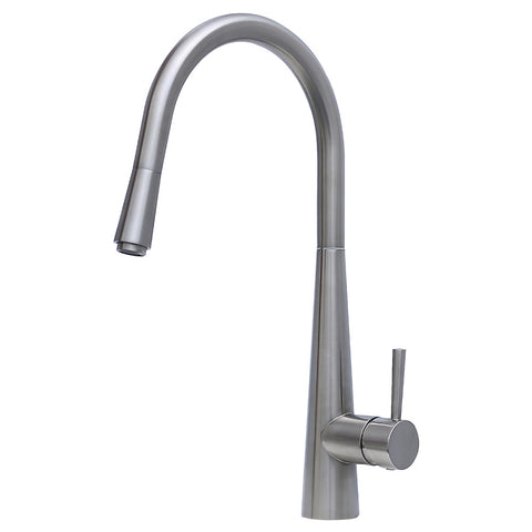 Fienza Isabella Deluxe Gooseneck Pull Out Kitchen Mixer Lead Free Brushed Nickel 213116BN-LF