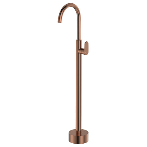 Fienza Empire Slim Floor Mounted Basin/Bath Mixer Lead Free Brushed Copper 221112CO-LF