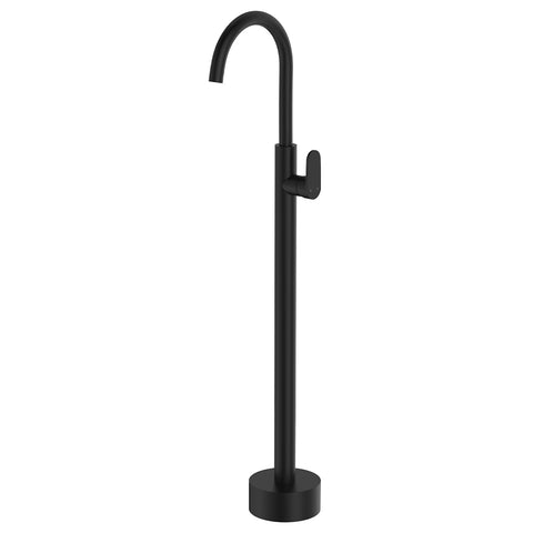 Fienza Empire Slim Floor Mounted Basin/Bath Mixer Lead Free Matte Black 221112B-LF