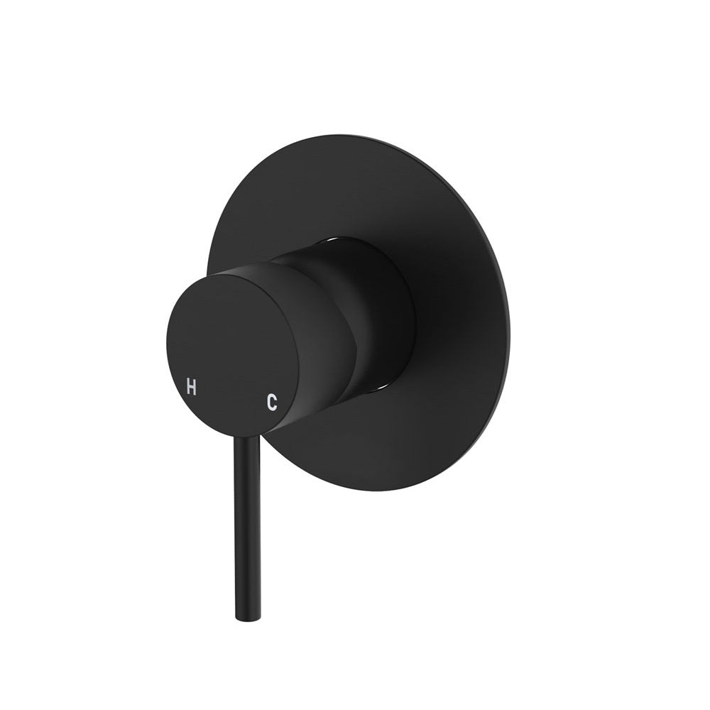 Fienza Kaya Wall Mixer Large Round Plate Lead Free Matte Black 228101B-3-LF