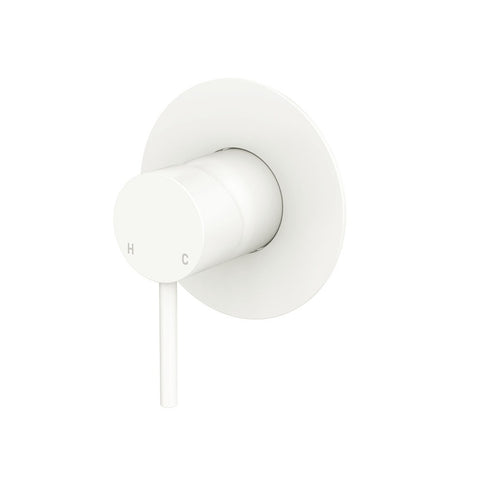 Fienza Kaya Wall Mixer Large Round Plate Lead Free Matte White 228101MW-3-LF