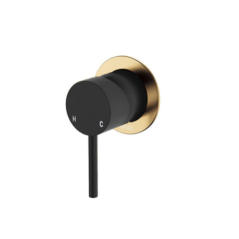 Fienza Kaya Wall Mixer Dress Kit Small Round Plate Urban Brass & Matte Black D228101UBB