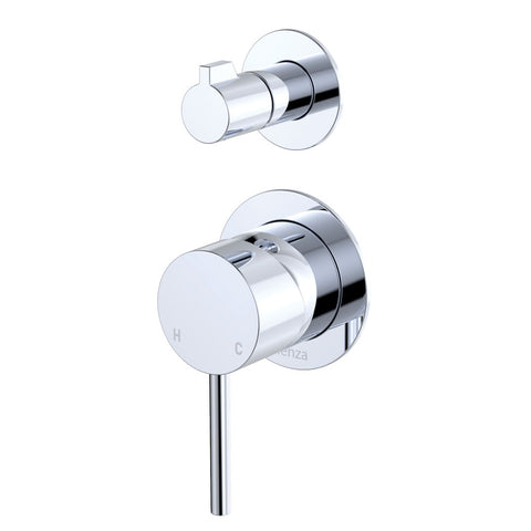Fienza Kaya Wall Diverter Mixer Small Round Plates Lead Free Chrome 228102-4-LF