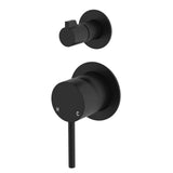 Fienza Kaya Wall Diverter Mixer Small Round Plates Lead Free Matte Black 228102B-4-LF