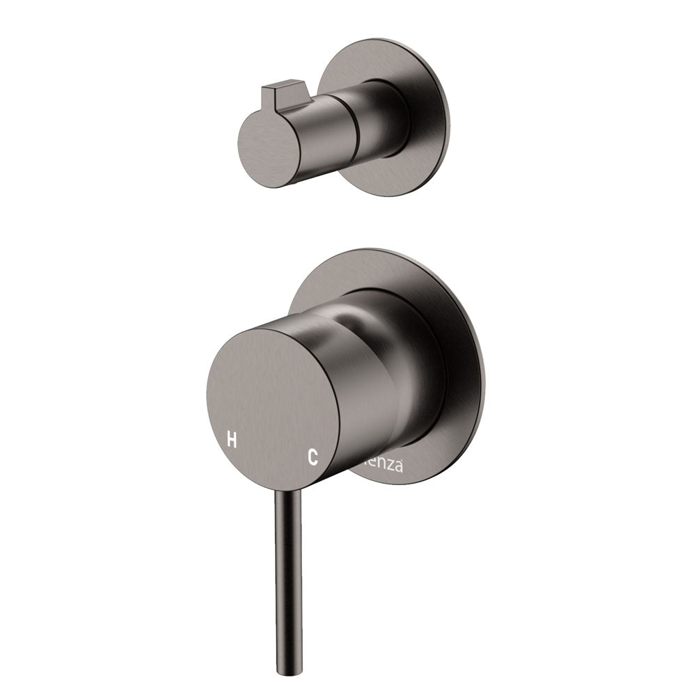Fienza Kaya Wall Diverter Mixer Small Round Plates Lead Free Gunmetal 228102GM-4-LF