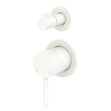 Fienza Kaya Wall Diverter Mixer Small Round Plates Lead Free Matte White 228102MW-4-LF