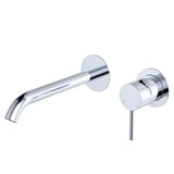 Fienza Kaya Basin/Bath Wall Mixer Set Round Plates 200mm Outlet Lead Free Chrome 228104-200-LF