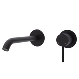 Fienza Kaya Round Basin/Bath Wall Mixer Set 200mm Lead Free Matte Black D228104B-200-LF