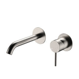 Fienza Kaya Basin/Bath Wall Mixer Set Round Plates 160mm Outlet Lead Free Brushed Nickel 228104BN-LF