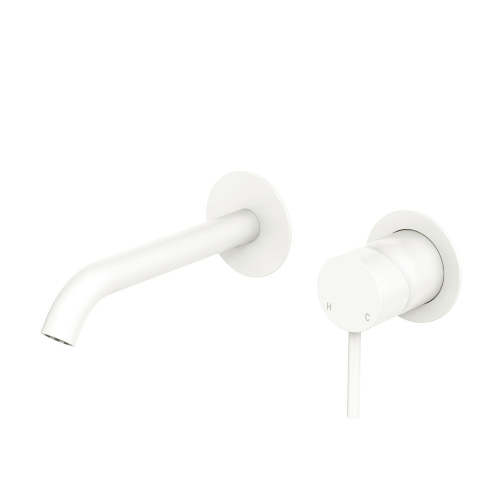 Fienza Kaya Round Basin/Bath Wall Mixer Set Lead Free Matte White D228104MW-LF