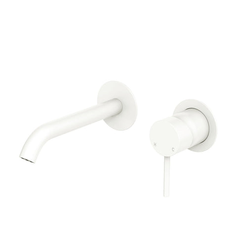 Fienza Kaya Round Basin/Bath Wall Mixer Set Lead Free Matte White D228104MW-LF