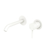 Fienza Kaya Basin/Bath Wall Mixer Set Round Plates 160mm Outlet Lead Free Matte White 228104MW-LF