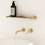 Fienza Kaya Basin/Bath Wall Mixer Set Round Plates 160mm Outlet Lead Free Urban Brass 228104UB-LF