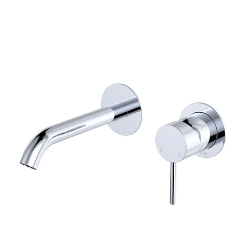 Fienza Kaya Basin/Bath Wall Mixer Set Round Plates 160mm Outlet Lead Free Chrome 228104-LF