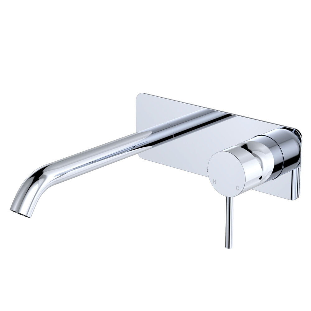 Fienza Kaya Rectangular Basin/Bath Wall Mixer Set 200mm Lead Free Chrome D228106-200-LF