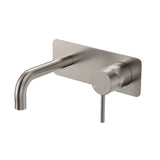 Fienza Kaya Basin/Bath Wall Mixer Set Rectangular Plate 130mm Outlet Lead Free Brushed Nickel 228106BN-130-LF