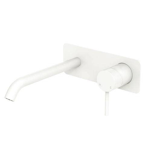 Fienza Kaya Rectangular Basin/Bath Wall Mixer Set 200mm Lead Free Matte White D228106MW-200-LF