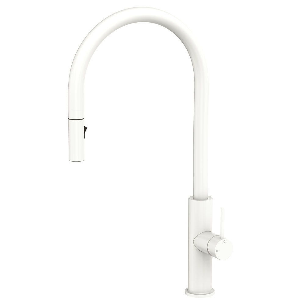 Fienza Kaya Pull Out Sink Mixer Lead Free Matte White 228108MW-LF