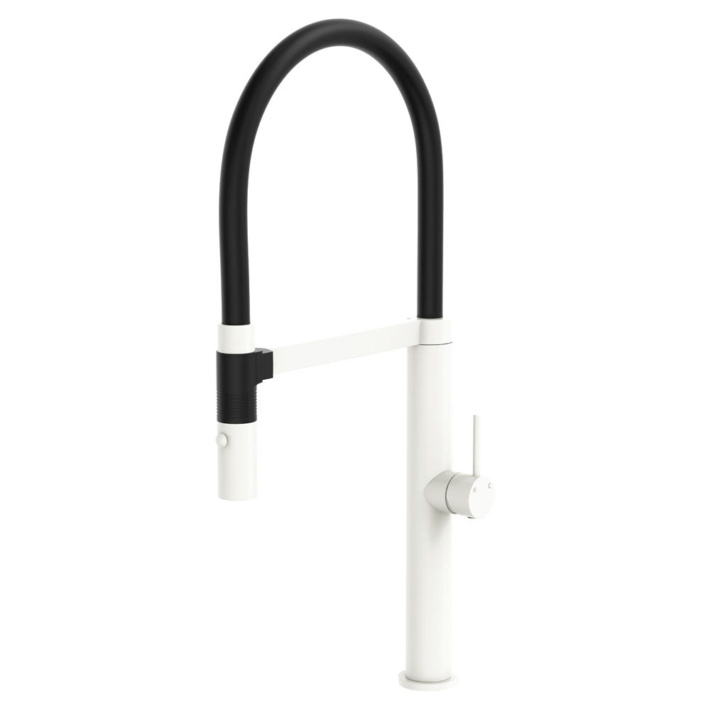 Fienza Kaya Pull Down Sink Mixer Mixed Lead Free Matte White 228109MW-LF
