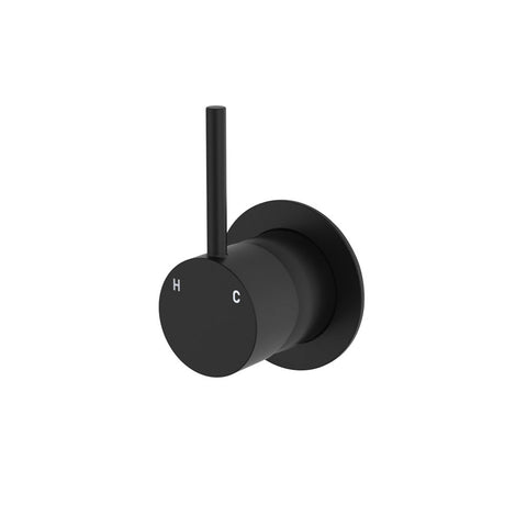 Fienza Kaya Up Wall Mixer Small Round Plate Lead Free Matte Black 228114B-LF