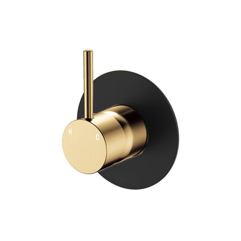 Fienza Kaya Up Wall Mixer Dress Kit Large Round Plate Matte Black & Urban Brass D228114BUB-3