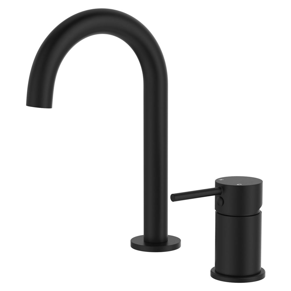 Fienza Kaya Round Hob Basin Mixer Set Lead Free Matte Black 228117B-LF