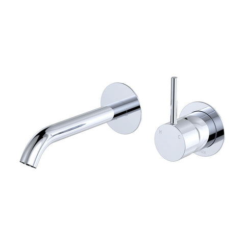 Fienza Kaya Up Basin/Bath Wall Mixer Set Round Plates 160mm Outlet Lead Free Chrome 228118-LF