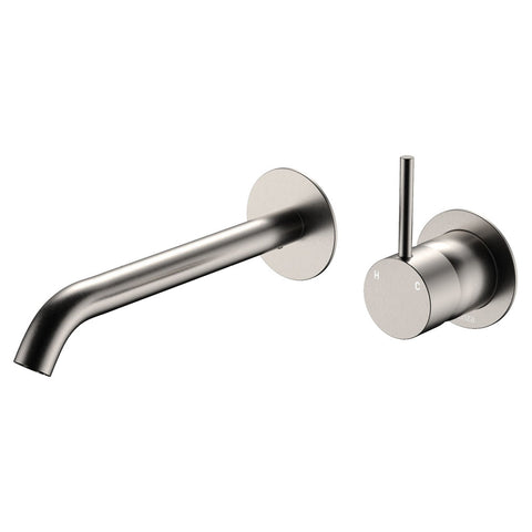 Fienza Kaya Up Basin/Bath Mixer 200mm Dress Kit Round Plate Brushed Nickel D228118BN-200